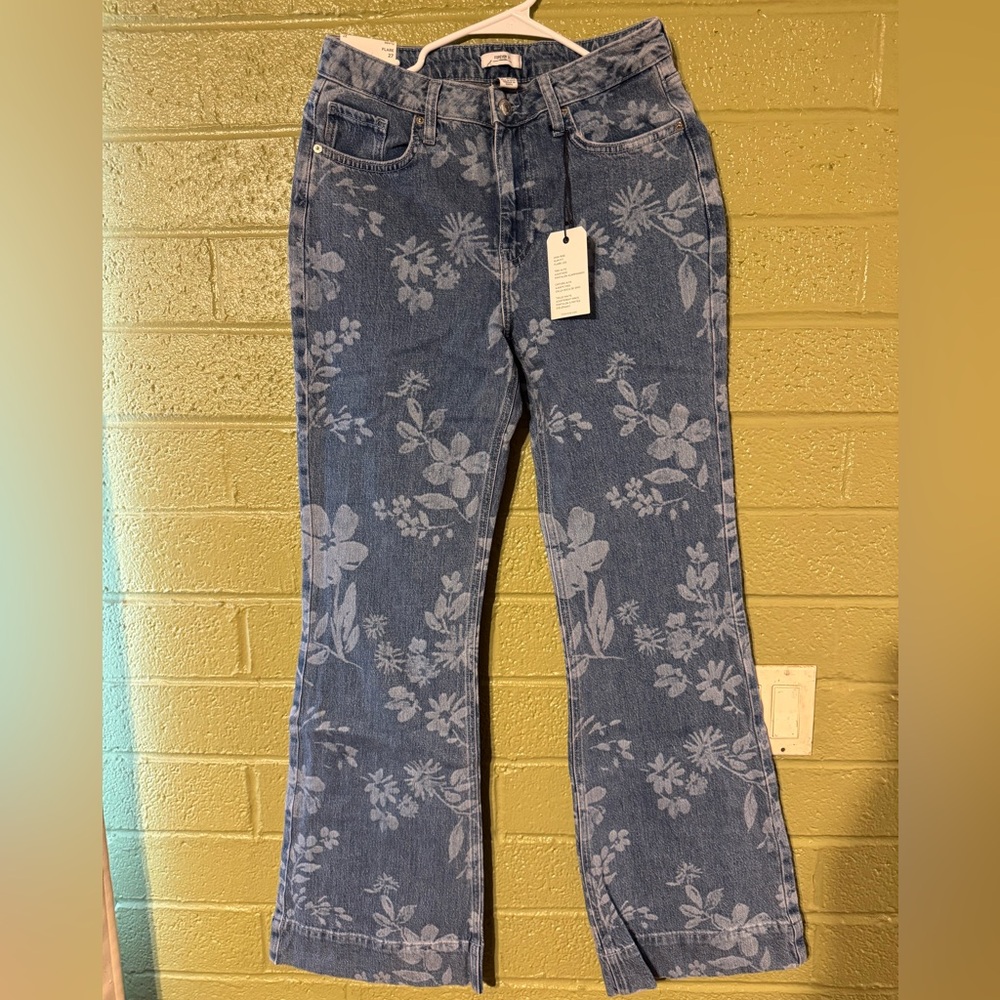 Forever 21 Blue Flare Wide Leg Jeans